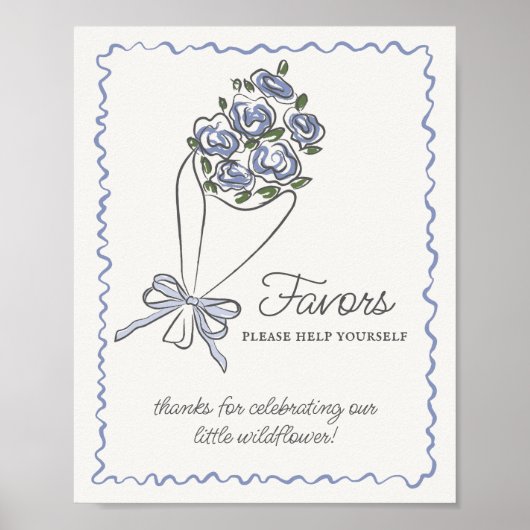 Blue Blume Market Frische Blumen Favoriten Zeichen Poster (Vorne)