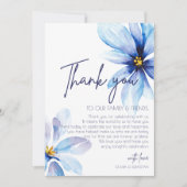 Blue Blume Minimalistisch Watercolor Hochzeit Dankeskarte (Vorderseite)