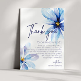 Blue Blume Minimalistisch Watercolor Hochzeit Dankeskarte