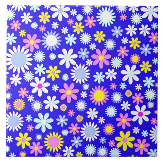 Blue Blume Power Fliese (Vorderseite)