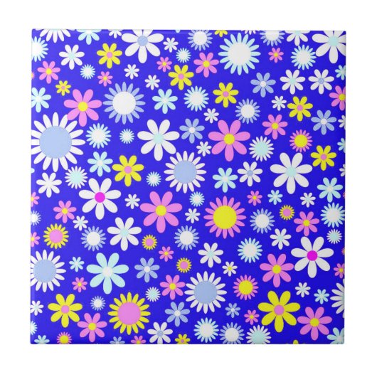 Blue Blume Power Fliese (Vorderseite)