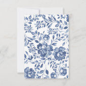 Blue Blume Retro Blumen Hochzeit RSVP Karte (Rückseite)
