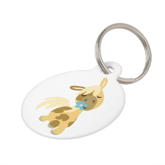 Blue Blume und Niedlicher Cartoon Pony Dog Tag Haustiermarke