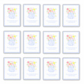 Blue Blume Vase Buchzeichen Stickers Aufkleber (Vorderseite)