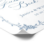 Blue Blume Verzierte Viktorianisch Grace Gästebuch (Ecke)