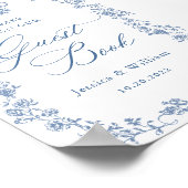 Blue Blume Verzierte Viktorianisch Grace Gästebuch (Ecke)