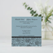 Blue Blume Wallpaper Wedding Einladungen (Stehend Vorderseite)