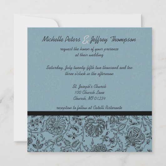 Blue Blume Wallpaper Wedding Einladungen (Vorderseite)