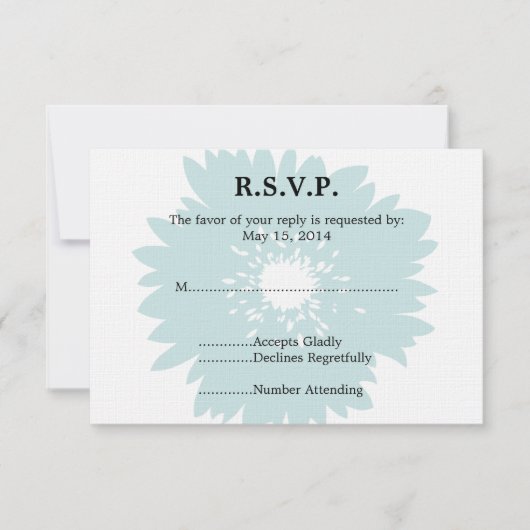 Blue Blume Wedding RSVP Karte (Vorderseite)