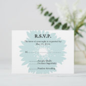 Blue Blume Wedding RSVP Karte (Stehend Vorderseite)