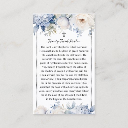 Blue Blumen Beerdigung Gedenkkarte Gebet Foto-Kart Visitenkarte (Rückseite)