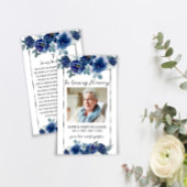 Blue Blumen Beerdigung Gedenkkarte Gebet Foto-Kart Visitenkarte