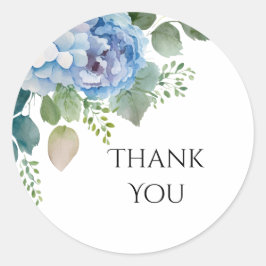 Blue Blumen Danke, Sticker, Danke Label Runder Aufkleber