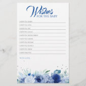 Blue Blumen Elegantes Baby Shower Game (Vorderseite)