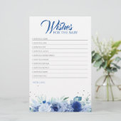 Blue Blumen Elegantes Baby Shower Game (Stehend Vorderseite)