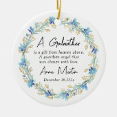 Blue Blumen Godmutter Christening Taufe Keramik Ornament (Vorne)