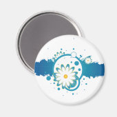 Blue Blumen Paint Splash Magnet (Vorderseite/Rückseite)