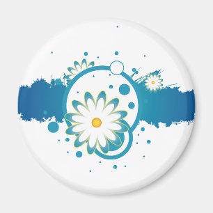 Blue Blumen Paint Splash Magnet
