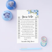 Blue Blumen raten Wer Baby Dusche Spielkarte Flyer (Einzeln)