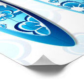 Blue Blumen Surfboards Sommerstrand Art Poster (Ecke)