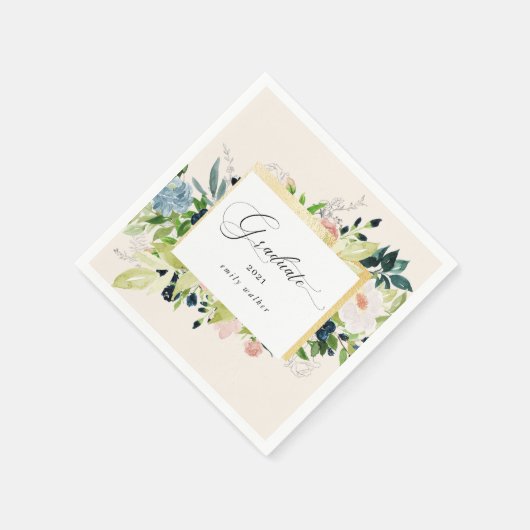 Blue Blush Abschluss Card Napkins Serviette (Ecke)