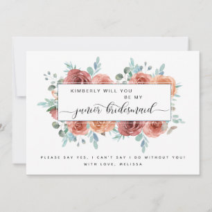 Blue Blush and Peach Be My Junior Bridesmaid Card Mitteilungskarte