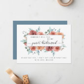 Blue Blush and Peach Be My Junior Bridesmaid Card Mitteilungskarte (Vorderseite/Rückseite Beispiel)