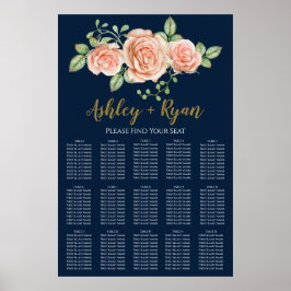 Blue Blush Blues Hochzeitssitzkarten Poster