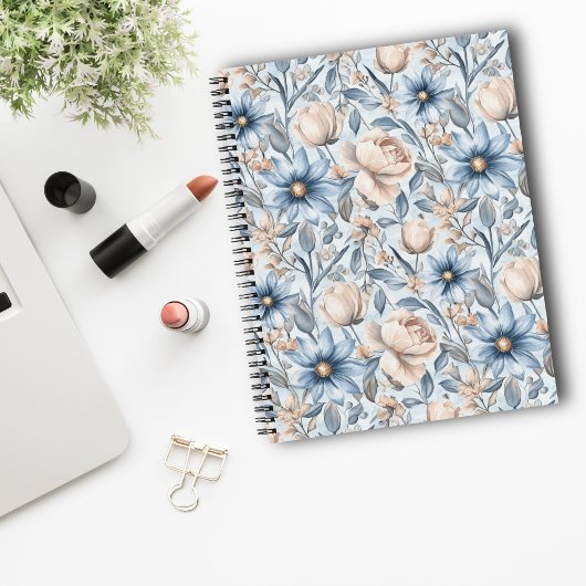 Blue & Blush Botanical Watercolor Notizblock