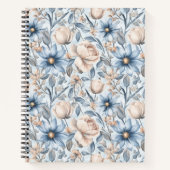 Blue & Blush Botanical Watercolor Notizblock (Vorderseite)