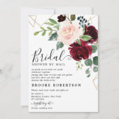 Blue Blush Burgundy Brautparty per Post Einladung (Vorderseite)