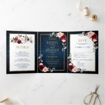 Blue Blush Burgundy Gold Geometric Wedding Tr