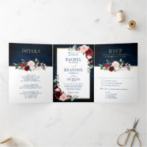 Blue Blush Burgundy Gold Geometric Wedding Tr