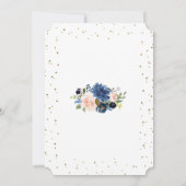 Blue Blush Floral Gold Glitzer Confetti Verlobung Einladung (Rückseite)
