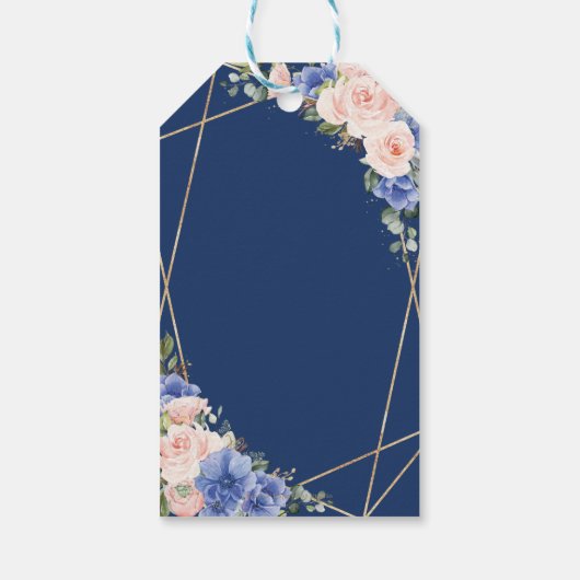 Blue Blush Floral Wedding Bridal Gefallen Vielen D Geschenkanhänger (Rückseite)