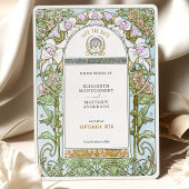 Blue & Blush Florals Jugendstil Save the Date Einladung