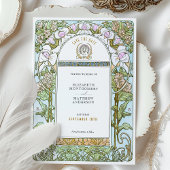 Blue & Blush Florals Jugendstil Save the Date Einladung