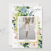 Blue Blush Foto Abschluss Card Save The Date (Vorderseite)