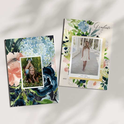 Blue Blush Foto Abschluss Card Save The Date