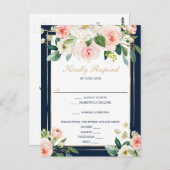 Blue Blush Hochzeitssonne RSVP Postcard Postkarte (Vorne/Hinten)