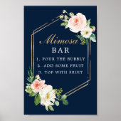 Blue Blush Mimosa Bar Sign Poster (Vorne)