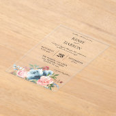 Blue & Blush Pink Blues Hochzeit Acryleinladungen (Ablage )