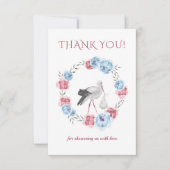 Blue & Blush Pink Wasserfarbe Danke Karte (Vorderseite)
