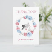 Blue & Blush Pink Wasserfarbe Danke Karte (Stehend Vorderseite)