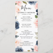 Blue Blush Rosa Boho Wedding Menu Menükarte (Vorderseite)