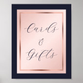 Blue Blush Rose Gold Cards und Giftzeichen Poster (Vorne)