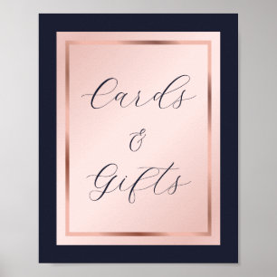 Blue Blush Rose Gold Cards und Giftzeichen Poster