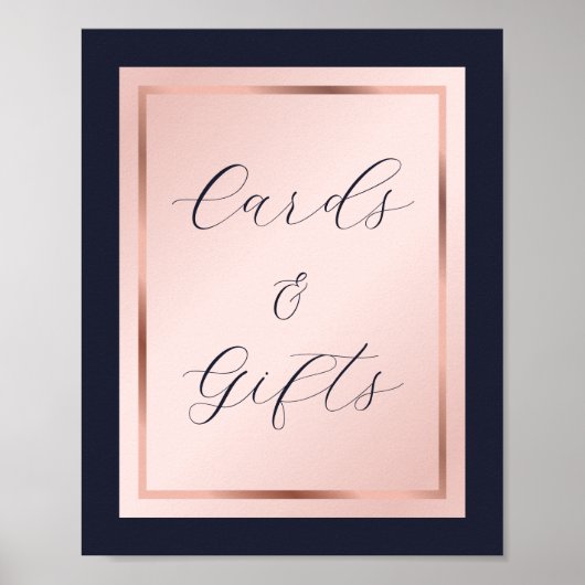 Blue Blush Rose Gold Cards und Giftzeichen Poster (Vorne)