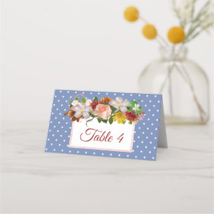 Blue Blush Rose Rose Bouquet Tischkarte Platzkarte