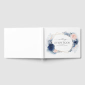 Blue Blush Watercolor Blume Elegante Hochzeit Gästebuch (Voll)